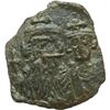 Impero Bizantino.    Costante II (641-668). Mezzo follis, Siracusa. D/ Busti frontali di Costante II