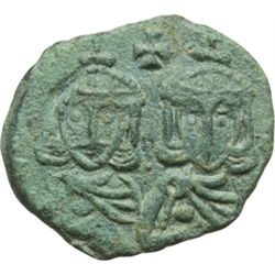Impero Bizantino.    Costantino V (741-775). Follis, Siracusa. D/ I busti frontali di Costantino V e