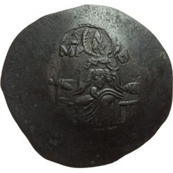 Impero Bizantino.    Manuele I (1143-1180). Billon-aspron trachy. D/ La Vergine, seduta in trono di 