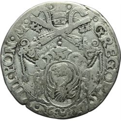 Monete e Medaglie di Zecche Italiane.   Ancona. Gregorio XIII (1572-1585). Testone 1575. Emissione p