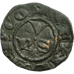 Monete e Medaglie di Zecche Italiane.   Ascoli. Ladislao di Durazzo (1406-1413). Quattrino.   B.218.