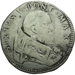 Monete e Medaglie di Zecche Italiane.   Bologna. Sisto V (1585-1590). Testone.   M.96. AG. g. 9.62  