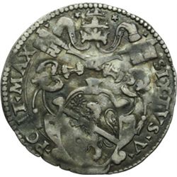 Monete e Medaglie di Zecche Italiane.   Bologna. Sisto V (1585-1590). Sisto o giulio (armette Caetan