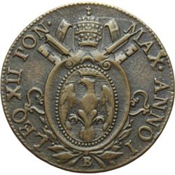 Monete e Medaglie di Zecche Italiane.   Bologna. Leone XII (1823 - 1829). Mezzo baiocco 1824, A. I. 