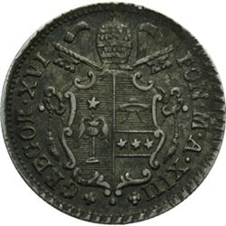 Monete e Medaglie di Zecche Italiane.   Bologna. Gregorio XVI (1831-1846). 10 baiocchi 1843, A. XIII