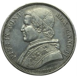 Monete e Medaglie di Zecche Italiane.   Bologna. Pio IX  (1846-1870). Scudo 1847, A. II.   Pag. 241.