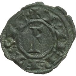 Monete e Medaglie di Zecche Italiane.   Brindisi. Federico II (1197-1250). Mezzo denaro 1228.   Sp. 