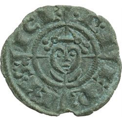 Monete e Medaglie di Zecche Italiane.   Brindisi. Federico II (1197-1250). Denaro 1239.   Sp. 121. M