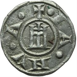 Monete e Medaglie di Zecche Italiane.   Genova. Repubblica (1139-1339). Denaro.   MIR 16. AG. g. 0.6