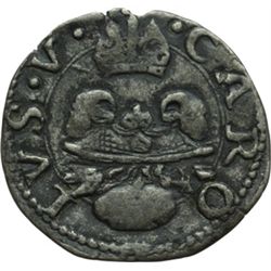 Monete e Medaglie di Zecche Italiane.   Milano. Carlo V (1535-1556). Soldo.   Cr 21. MI. g. 1.17   R