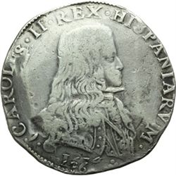 Monete e Medaglie di Zecche Italiane.   Milano. Carlo II (1665-1700). Filippo 1676.   Cr. 3. Dav. 40
