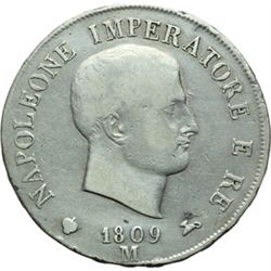 Monete e Medaglie di Zecche Italiane.   Milano. Napoleone I (1805-1814). 5 lire 1809.   Pag. 27. Mon