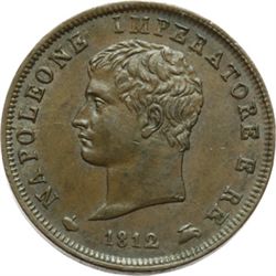 Monete e Medaglie di Zecche Italiane.   Milano. Napoleone I (1805-1814). Soldo 1812 M.   Pag.77. AE.