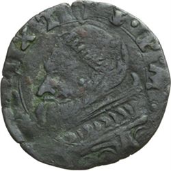 Monete e Medaglie di Zecche Italiane.   Montalto. Sisto V (1585-1590). Baiocco.   M. 125-29  Berm. 1