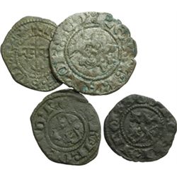 Monete e Medaglie di Zecche Italiane.   Napoli. Carlo II d'Angiv= (1285-1309). Lotto di 4 denari: un