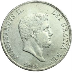Monete e Medaglie di Zecche Italiane.   Napoli. Ferdinando II (1830-1859). Piastra 1845.   P/R 70. A