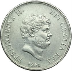 Monete e Medaglie di Zecche Italiane.   Napoli. Ferdinando II (1830-1859). Piastra 1851.   P-R 80. A