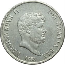 Monete e Medaglie di Zecche Italiane.   Napoli. Ferdinando II (1830-1859). Piastra 1853.   MIR 503/2