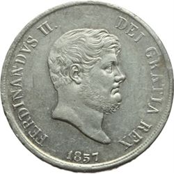 Monete e Medaglie di Zecche Italiane.   Napoli. Ferdinando II (1830-1859). Piastra 1857.   MIR 503/6