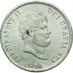 Monete e Medaglie di Zecche Italiane.   Napoli. Ferdinando II (1830-1859). Piastra 1858.   P.R. 87. 