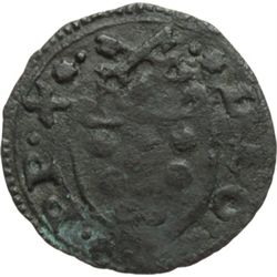 Monete e Medaglie di Zecche Italiane.   Pesaro. Leone X (1513-1521). Quattrino.   Cav.PS 119. MI. g.