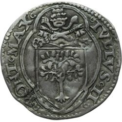 Monete e Medaglie di Zecche Italiane.   Roma. Giulio II (1503-1513). Terzo di giulio.   M. 42. Berm.