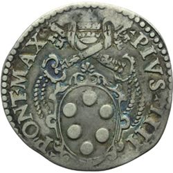 Monete e Medaglie di Zecche Italiane.   Roma. Pio IV (1559-1565). Giulio.   M. 17. Berm. 1066. AG. g