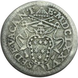 Monete e Medaglie di Zecche Italiane.   Roma. Sede Vacante (1676). Mezzo grosso.   M. 6 Berm. 2063. 