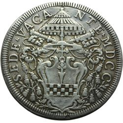 Monete e Medaglie di Zecche Italiane.   Roma. Sede Vacante (1700). Piastra 1700.   M. 3. Berm. 2330.