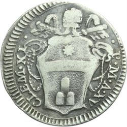 Monete e Medaglie di Zecche Italiane.   Roma. Clemente XI (1700-1721). Mezzo grosso A. XVI.  R/ MODI
