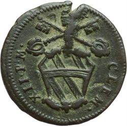 Monete e Medaglie di Zecche Italiane.   Roma. Clemente XII (1730-1740). Quattrino romano 1738.   M. 