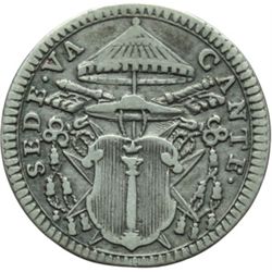 Monete e Medaglie di Zecche Italiane.   Roma. Sede Vacante (1758). Grosso 1758.   M. 5. Berm. 2888. 