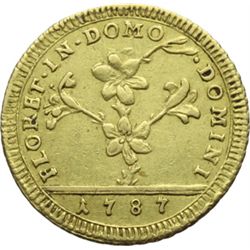 Monete e Medaglie di Zecche Italiane.   Roma. Pio VI (1775 -1799). Doppia 1787.   M. 4. Berm. 2953. 