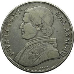 Monete e Medaglie di Zecche Italiane.   Roma. Pio IX  (1846-1870). Scudo 1848, A. III.   Pag. 312. M