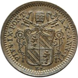 Monete e Medaglie di Zecche Italiane.   Roma. Pio IX (1846-1870). Quattrino 1851.   Pag. 517. Mont. 