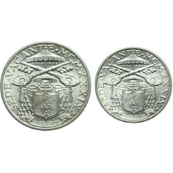 Monete e Medaglie di Zecche Italiane.   Roma. Sede Vacante (1939). Lotto di 2 monete: 10 e 5 lire 19