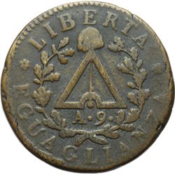 Monete e Medaglie di Zecche Italiane.   Torino. Repubblica Piemontese (1798-1799). 2 soldi 1801.   P