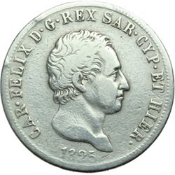 Casa Savoia - Regno di Sardegna - Regno di Italia.  Regno di Sardegna.  Carlo Felice (1821-1831). 5 