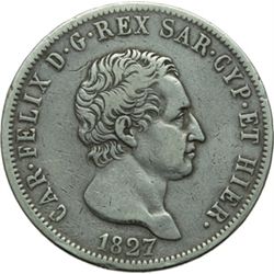 Casa Savoia - Regno di Sardegna - Regno di Italia.  Regno di Sardegna.  Carlo Felice (1821-1831). 5 