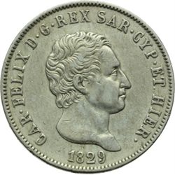 Casa Savoia - Regno di Sardegna - Regno di Italia.  Regno di Sardegna.  Carlo Felice (1821-1831). 5 