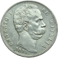 Casa Savoia - Regno di Sardegna - Regno di Italia.  Regno di Italia.  Umberto I (1878-1900). 5 lire 