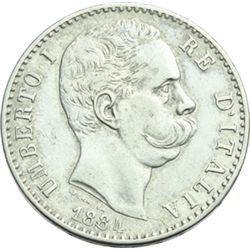 Casa Savoia - Regno di Sardegna - Regno di Italia.  Regno di Italia.  Umberto I (1878-1900). 2 lire 