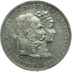 Monete e Medaglie Estere.   Austria. Francesco Giuseppe (1848-1816). 2 fiorini 1879 XXV anniversario