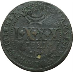 Monete e Medaglie Estere.   Brasile. Giovanni VI (1818-1822). 80 reis 1821, Bahia.   KM 322.2. AE.  