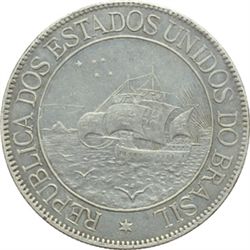 Monete e Medaglie Estere.   Brasile. Repubblica (1889-). 2000 reis 1900, per il IV centenario della 