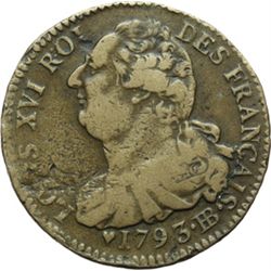 Monete e Medaglie Estere.   Francia. Costituzione (1789-1792). 2 sols 1793 BB-Strasburgo, A. V.   Ga