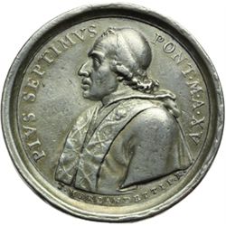 Medaglie Papali.    Pio VII (1800-1823), Barnaba Chiaramonti. Medaglia annuale A. XV per la liberazi