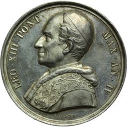 Medaglie Papali.    Leone XIII (1878-1903), Gioacchino Pecci. Medaglia annuale, A. IV. La Scuola di 