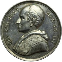 Medaglie Papali.    Leone XIII (1878-1903), Gioacchino Pecci. Medaglia annuale, A. XII. Il chiostro 