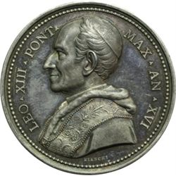 Medaglie Papali.    Leone XIII (1878-1903), Gioacchino Pecci. Medaglia annuale, A. XVI. 50¬8 anniver